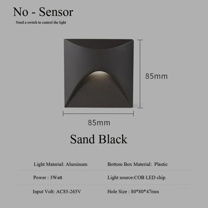 Modern waterproof IP65 LED recessed wall lamp for outdoor lighting - 3W embedded step &amp; staircase balcony portal light