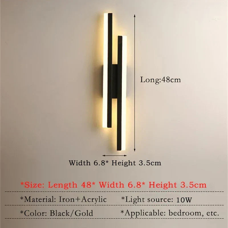 Modern LED Wall Lamp: Black/Gold Acrylic Room Decoration Light