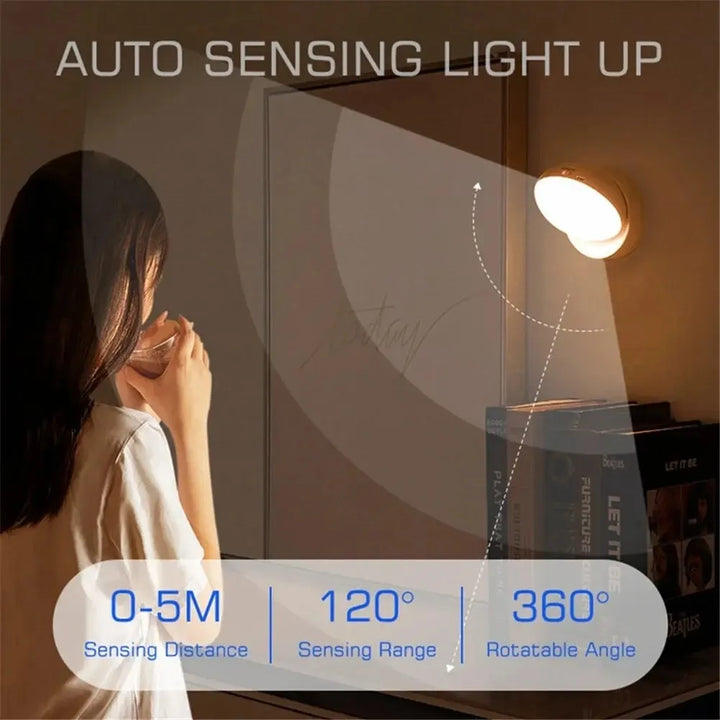 LumiFlex360 LED Night Light | Motion Sensor | 360° Rotatable | Rechargeable | Magnetic &amp; Wireless
