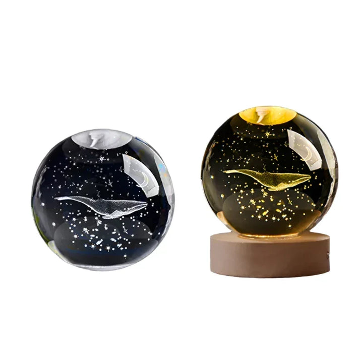 3D Crystal Night Light LED - Starry Sky Projector with Wooden Base, Romantic Lighting for Bedroom &amp; Gifts |