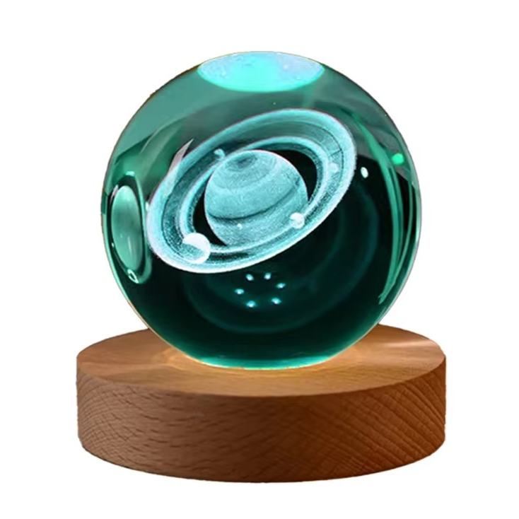 2.36 in RGB Crystal Ball Night Light with Milky Way and Moon - Cosmos-Inspired Bedside Decoration