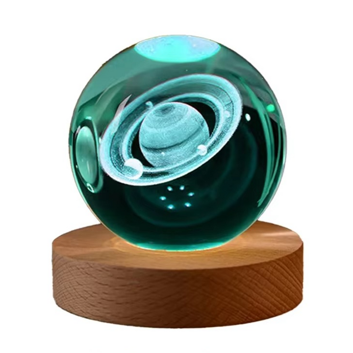 2.36 in RGB Crystal Ball Night Light with Milky Way and Moon - Cosmos-Inspired Bedside Decoration