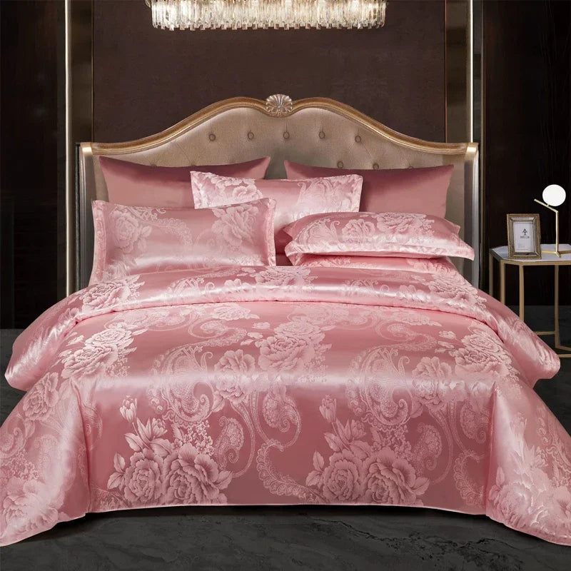 Satin Rayon Jacquard Duvet Cover Set 264x229cm – Luxury Summer Bedding for Comfortable Sleep &amp; Home Décor