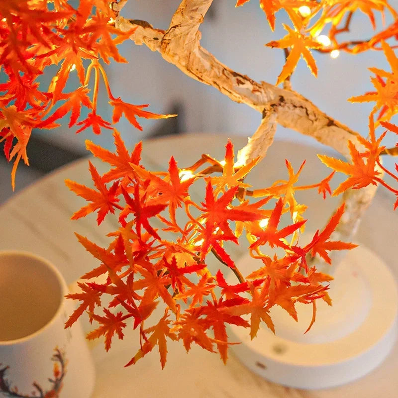 LED Maple Leaf Bonsai Tree Night Light – Decorative Table Lamp for Living Room and Bedroom |