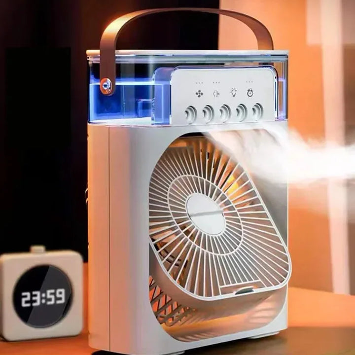 Portable USB Electric Fan with LED Night Light and Water Mist - 3-in-1 Air Humidifier for Home |