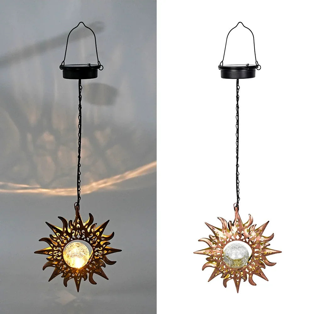 Solar Hanging Light Outdoor Waterproof Garden Projection Lamp, Iron Hollow Atmosphere Night Light