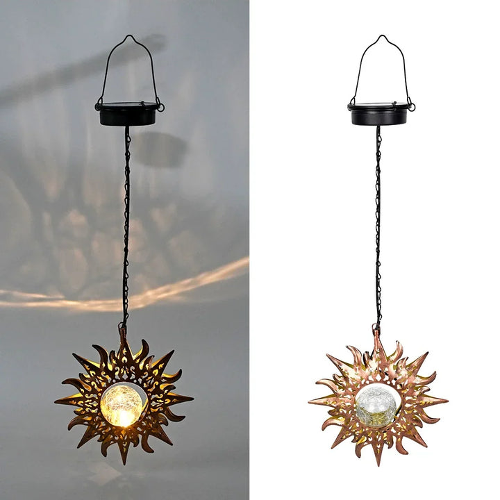 Solar Hanging Light Outdoor Waterproof Garden Projection Lamp, Iron Hollow Atmosphere Night Light