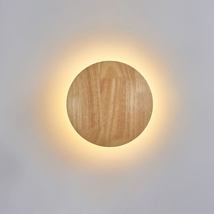Modern Minimalist Round Irregular Oval Wood LED Wall Light Lamp for Living Room