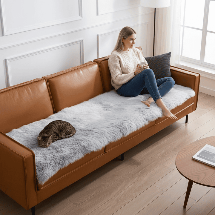 Fluffy velvet sofa cover with noble aesthetics