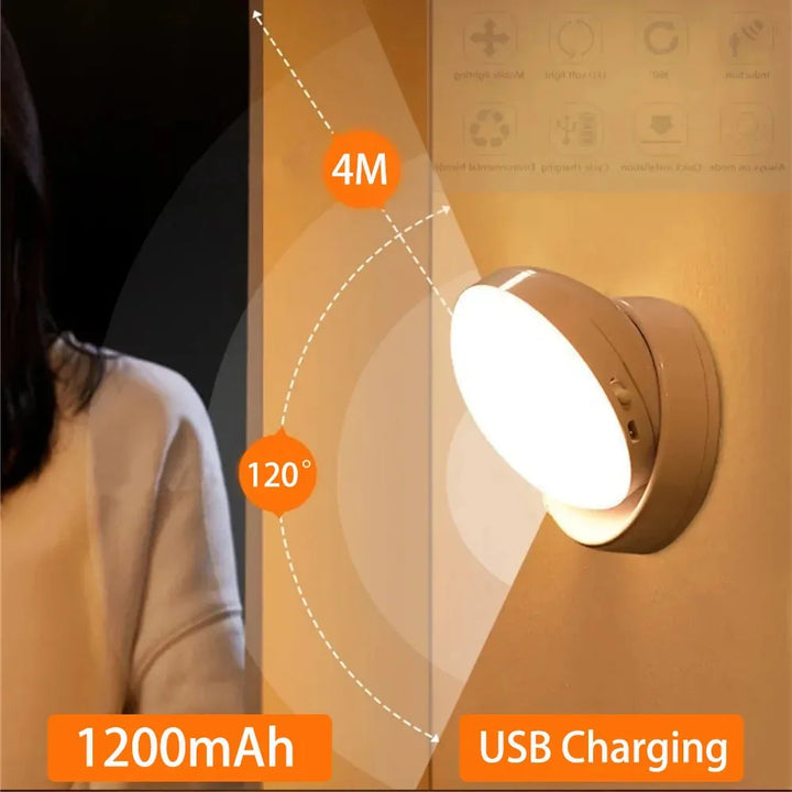 LumiFlex360 LED Night Light | Motion Sensor | 360° Rotatable | Rechargeable | Magnetic &amp; Wireless
