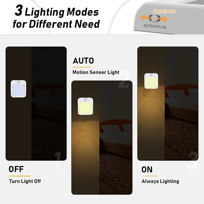 Sensilux Mini LED Night Light | With Motion Sensor | Warm &amp; Cool White | For Hallway, Bedroom &amp; Bathroom