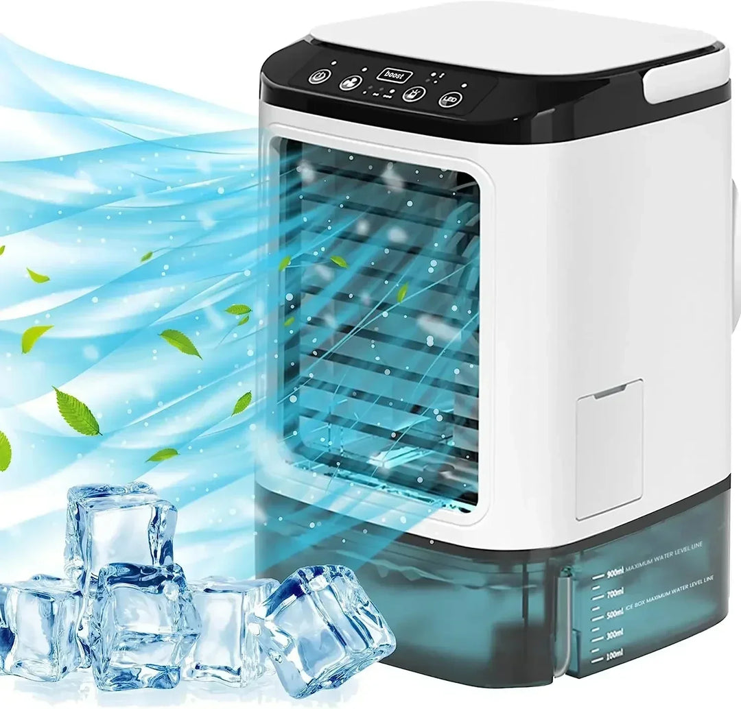 Portable Desktop Air Conditioner Fan – Dual Spray Ultrasonic Humidifier, 3-Speed Silent Air Cooler with Night Light for Home |