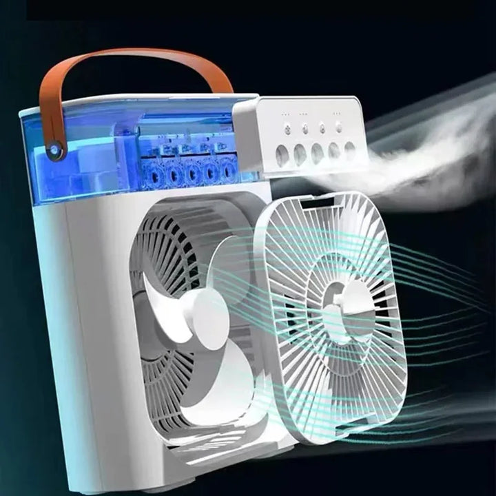 Portable USB Electric Fan with LED Night Light and Water Mist - 3-in-1 Air Humidifier for Home |