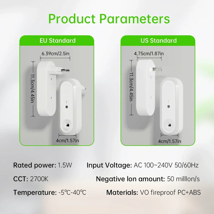 Air purifier &amp; night light Aeroluna | Ion technology without filter | For bedroom, kitchen &amp; office | Compact &amp; quiet