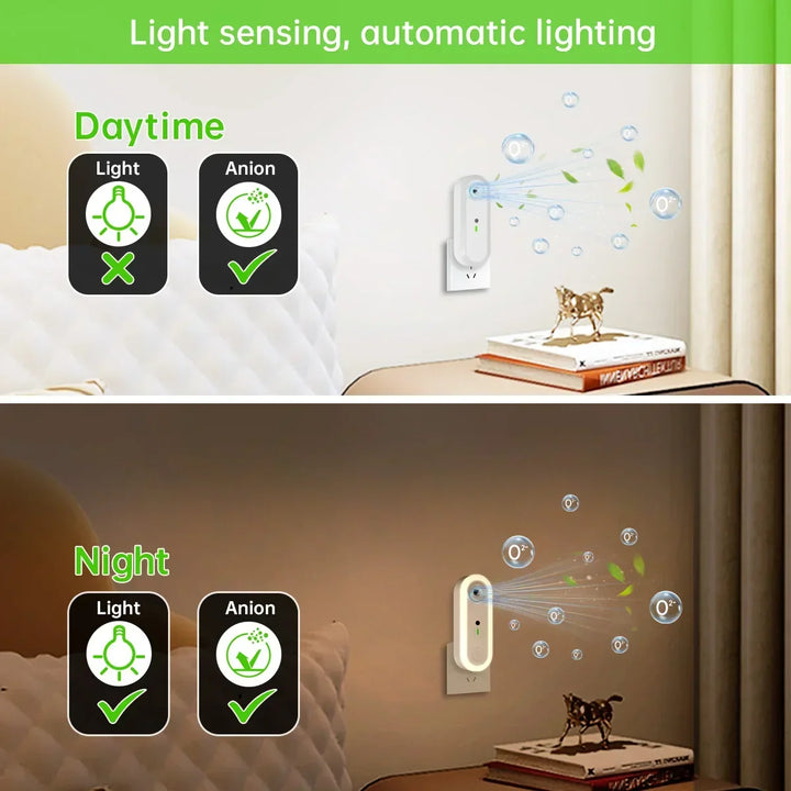 Air purifier &amp; night light Aeroluna | Ion technology without filter | For bedroom, kitchen &amp; office | Compact &amp; quiet