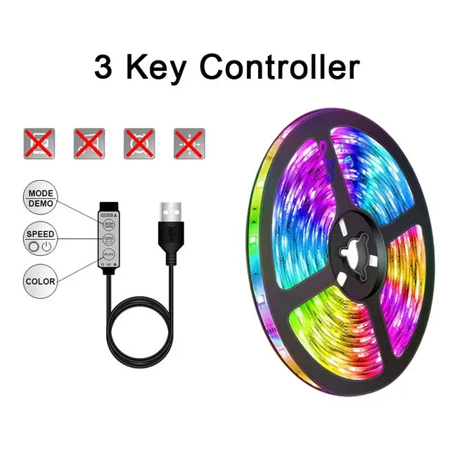 USB RGB LED Strip Lights with App Control for Room &amp; TV Backlighting Decor