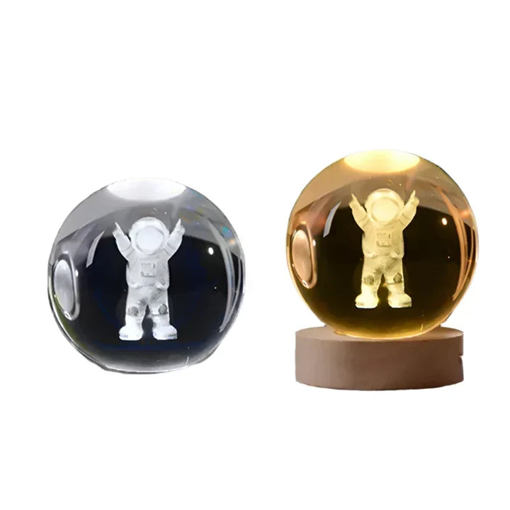 3D Crystal Night Light LED - Starry Sky Projector with Wooden Base, Romantic Lighting for Bedroom &amp; Gifts |