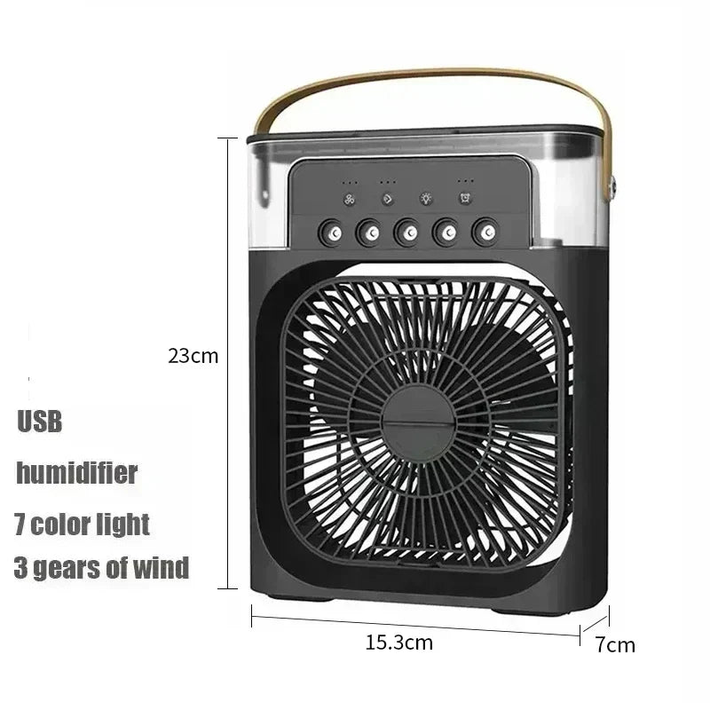 3-in-1 Mini Air Cooler Fan – Portable Household Air Conditioner with LED Night Light, Humidifier, and Adjustable Air for Home &amp; Office |