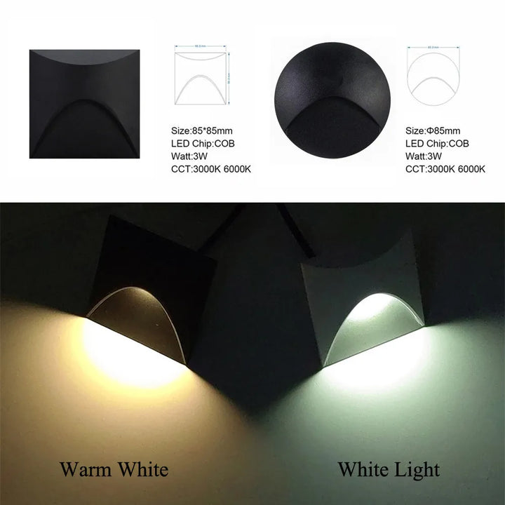 Modern waterproof IP65 LED recessed wall lamp for outdoor lighting - 3W embedded step &amp; staircase balcony portal light