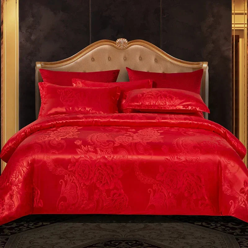 Satin Rayon Jacquard Duvet Cover Set 264x229cm – Luxury Summer Bedding for Comfortable Sleep &amp; Home Décor