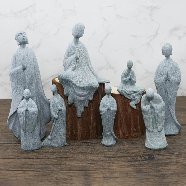 BowLift | Buddha Stone Statue Small Buddhist Monks Tibetan Buddhism Figures Zen Garden Ornament Meditation Home Aquarium Decoration
