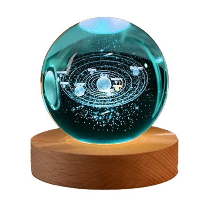 2.36 in RGB Crystal Ball Night Light with Milky Way and Moon - Cosmos-Inspired Bedside Decoration