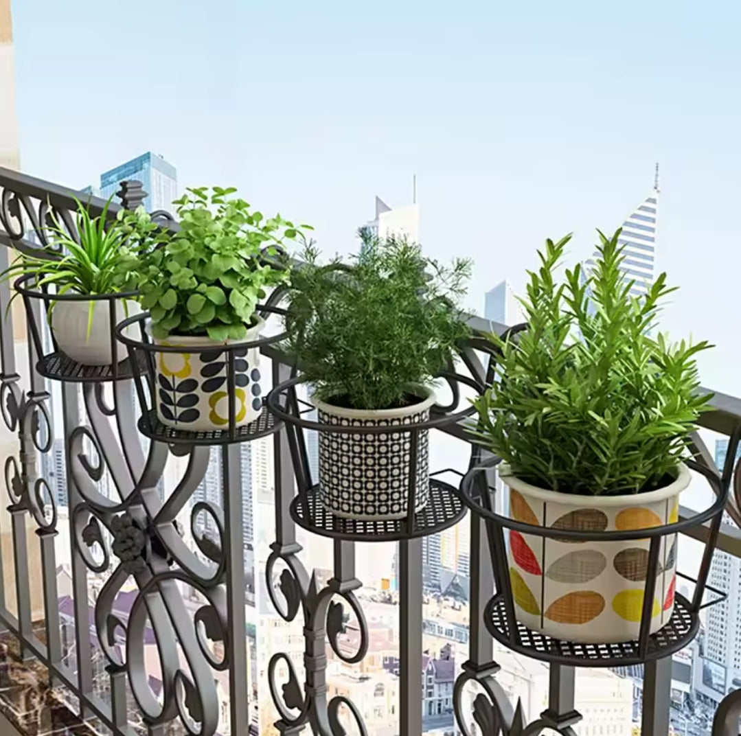 BowLift | 3Pc Over the Balcony Flower Pot Holder Black Nov