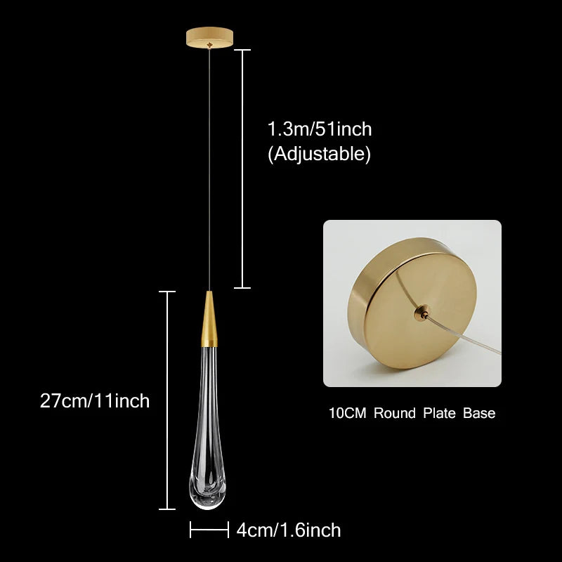 Crystal LED Pendant Lights: Perfect for Bedrooms, Dining Rooms, Bar - Water Droplet Chandelier, Stair Lamp for Interior Decoration