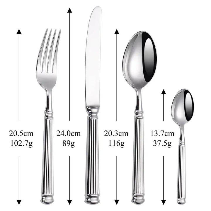 Premium Stainless Steel Cutlery Set – 304 Mirror Finish Silverware for Everyday &amp; Formal Dining