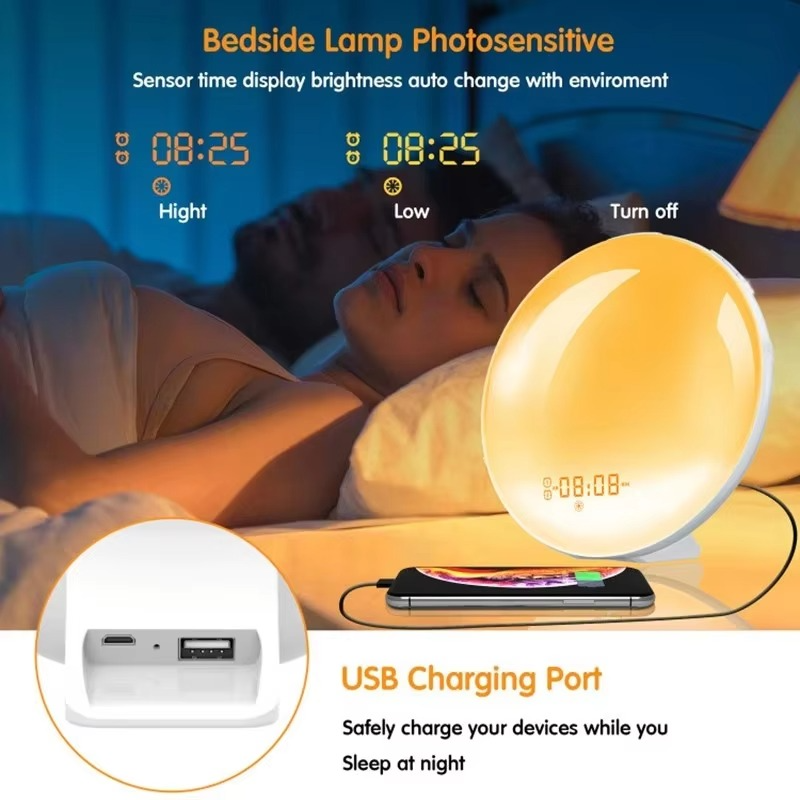 Sunrise Simulation Wake-Up Alarm Clock with Night Light &amp; FM Radio