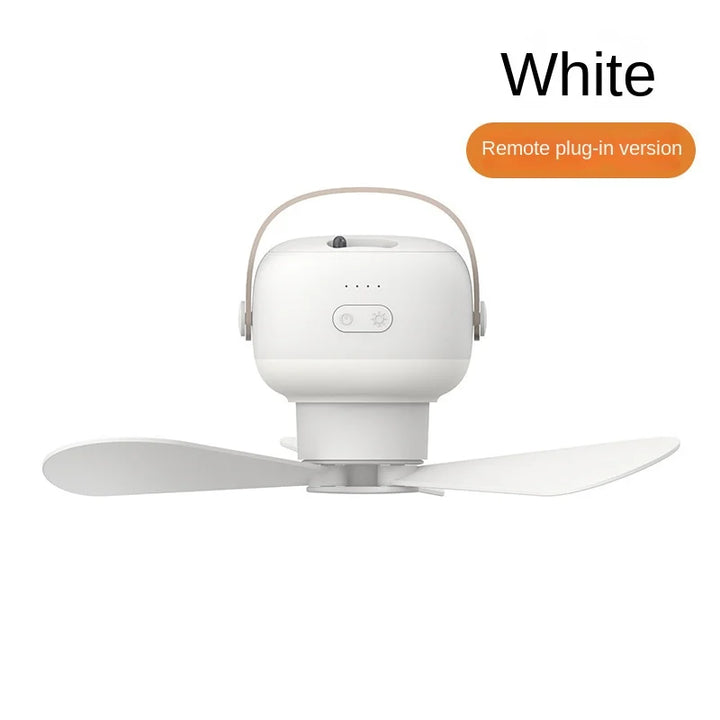 Portable Wireless Mini Ceiling Fan – USB Fan with Remote Control, Stand, Night Light for Home, Outdoor &amp; Camping |