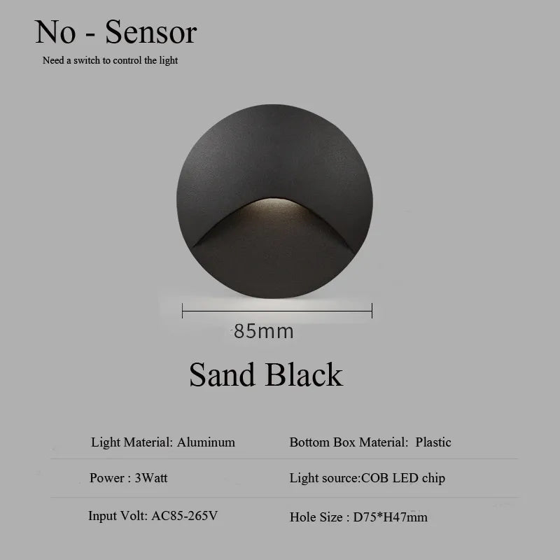 Modern waterproof IP65 LED recessed wall lamp for outdoor lighting - 3W embedded step &amp; staircase balcony portal light