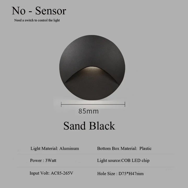 Modern waterproof IP65 LED recessed wall lamp for outdoor lighting - 3W embedded step &amp; staircase balcony portal light