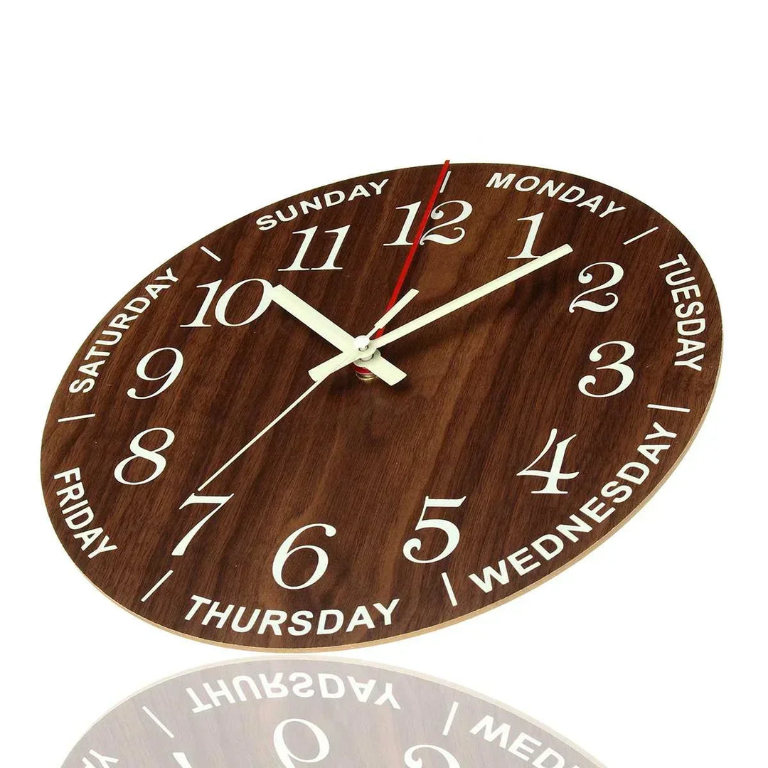 GlowClock – Luxe Wooden Wall Clock with Night Light