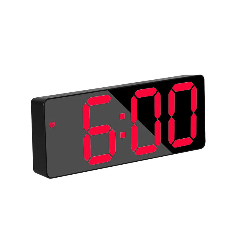 Modern Electronic Mirror Alarm Clock with LED Display, Alarm Function and Temperature Display – Stylish Digital Clock for Bedroom and Office |