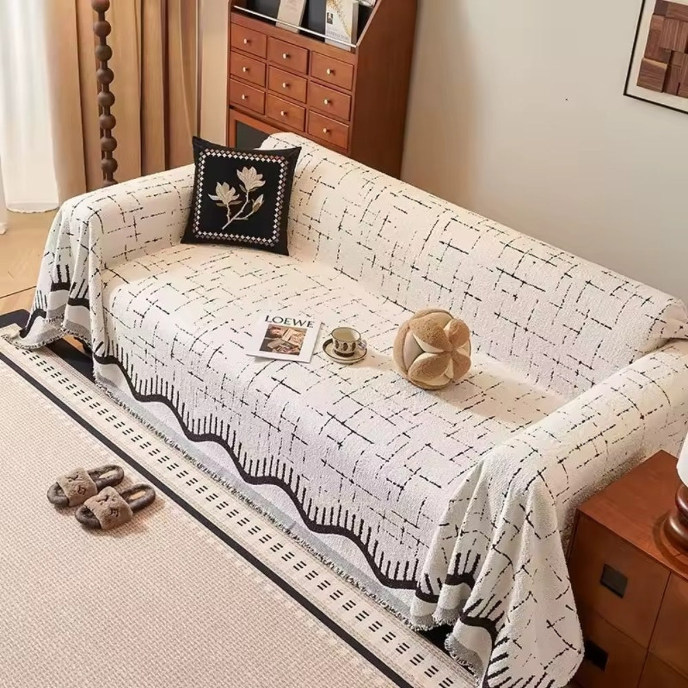 Serene Horizon Lines Sofa Cover