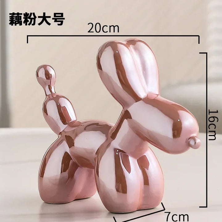 BowLift | Nordic Ceramic Balloon Dog Sculpture Gold Animal Decorations Statue Living Room Ornaments Creative Desktop Ornament Home Decor