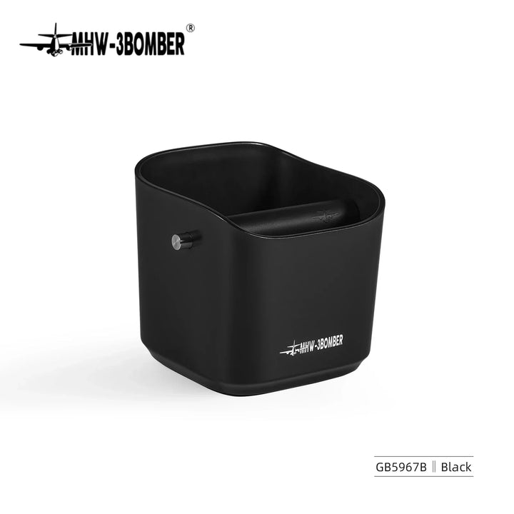 BowLift | 0.9–1.2 l Espresso knock box, detachable knock bar and non-slip base, square coffee grounds waste, barista desktop accessories