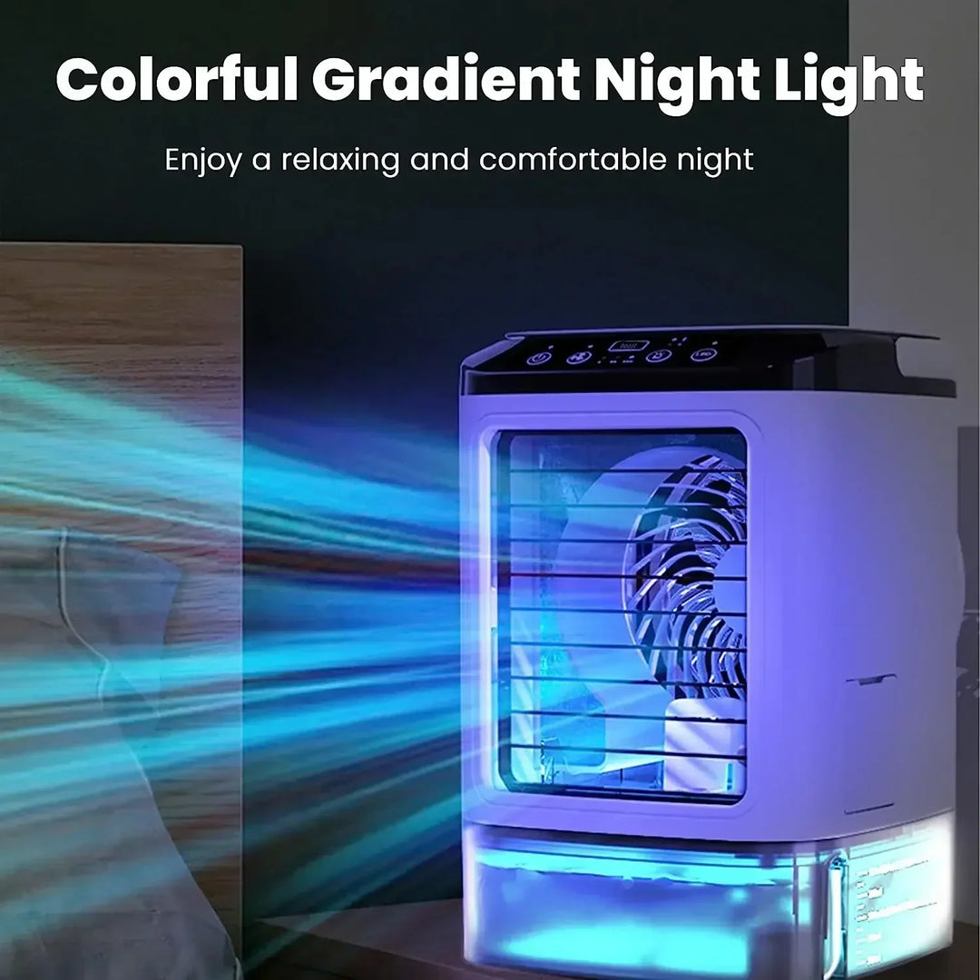 Air Conditioner Portable Fan Desktop Dual Spray Ultrasonic Atomization 3-Speed Mute Air Cooler Night Light Electric Fan for Home |