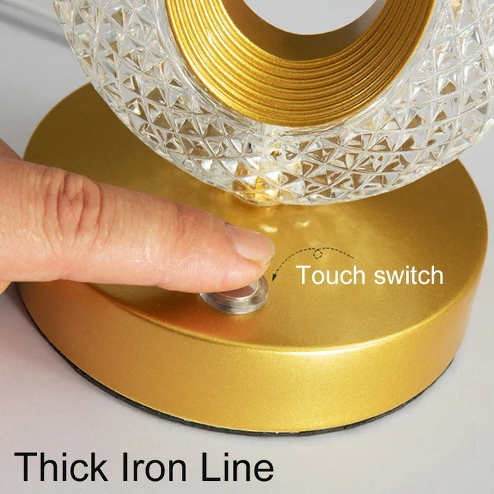 Crystal LED Table Lamp: Dimmable, USB Charging, Touch &amp; Remote Control