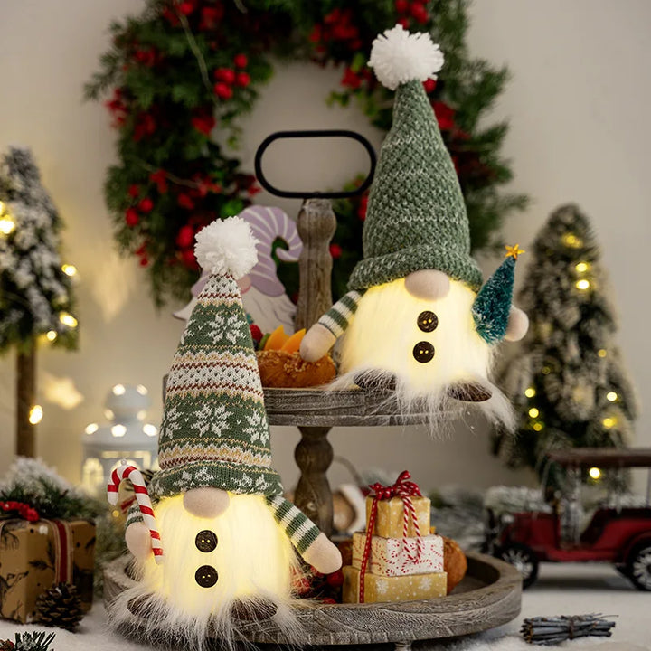LED Christmas Gnome | Knitted Design with Night Light | Glowing Christmas Decoration | Warm &amp; Cozy
