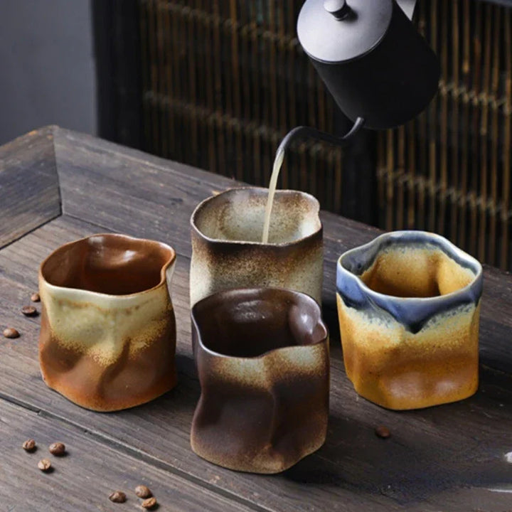 BowLift | Irregular twisted shape cup 9.47 ounces/280 ml ceramic coffee tea cup without handle polychromatic creative ceramic mugs coffee mugs retro