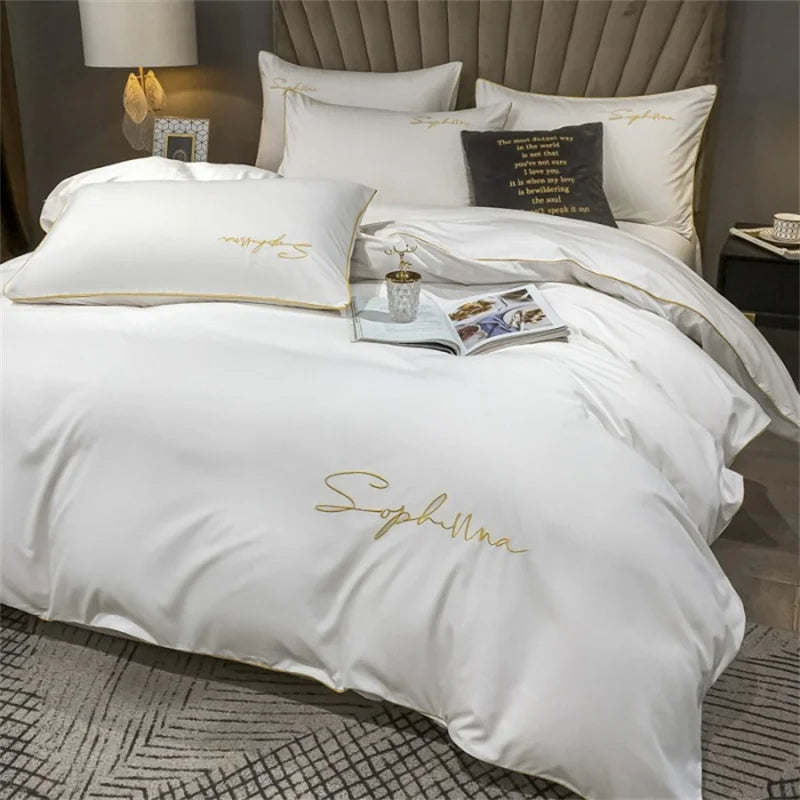 EmbroiLux Bedding - Elegant luxury duvet cover with embroidery design