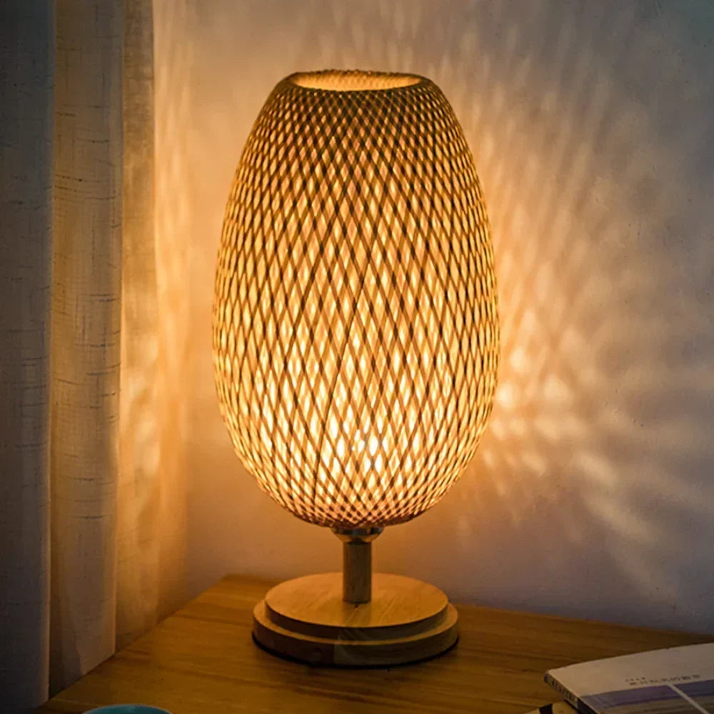 Rattan lamp - Stepless dimmable basket lamp for bedroom and living room decoration
