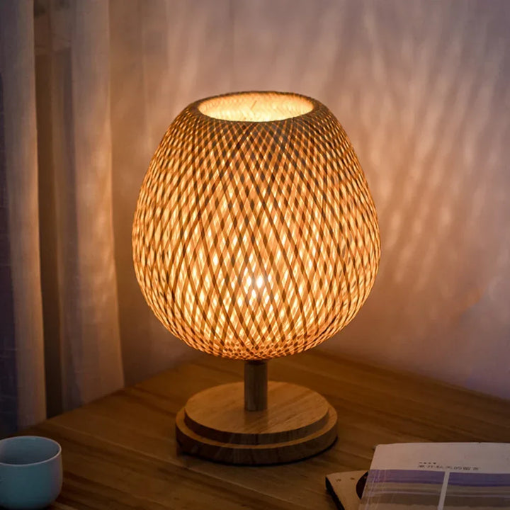 Rattan lamp - Stepless dimmable basket lamp for bedroom and living room decoration