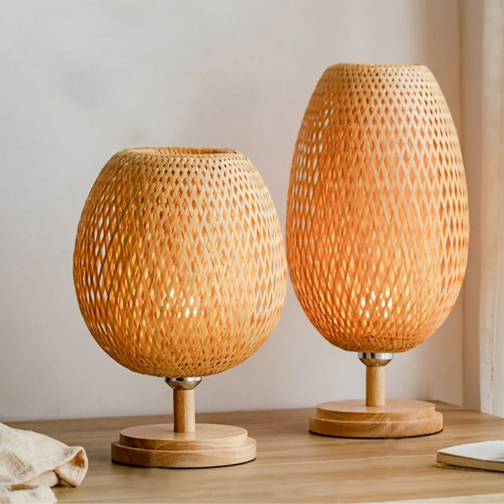 Rattan lamp - Stepless dimmable basket lamp for bedroom and living room decoration
