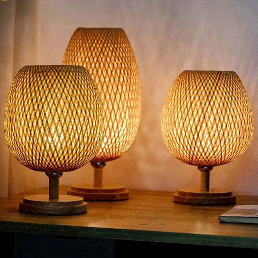 Rattan lamp - Stepless dimmable basket lamp for bedroom and living room decoration