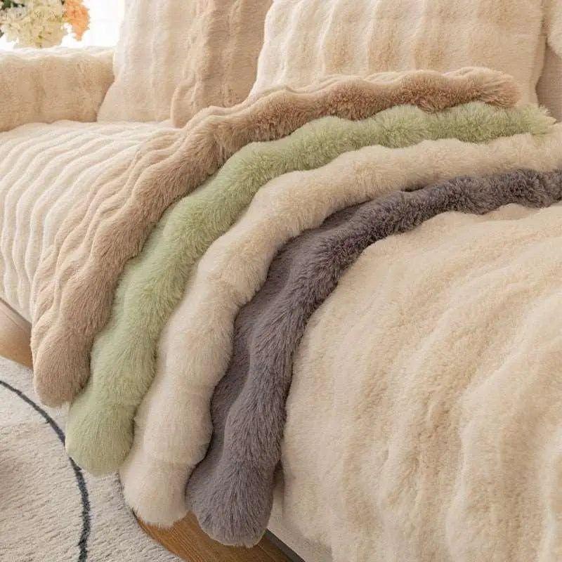 Sofia - Universal Plush Sofa Cover L Shape - Winter Warm Soft |