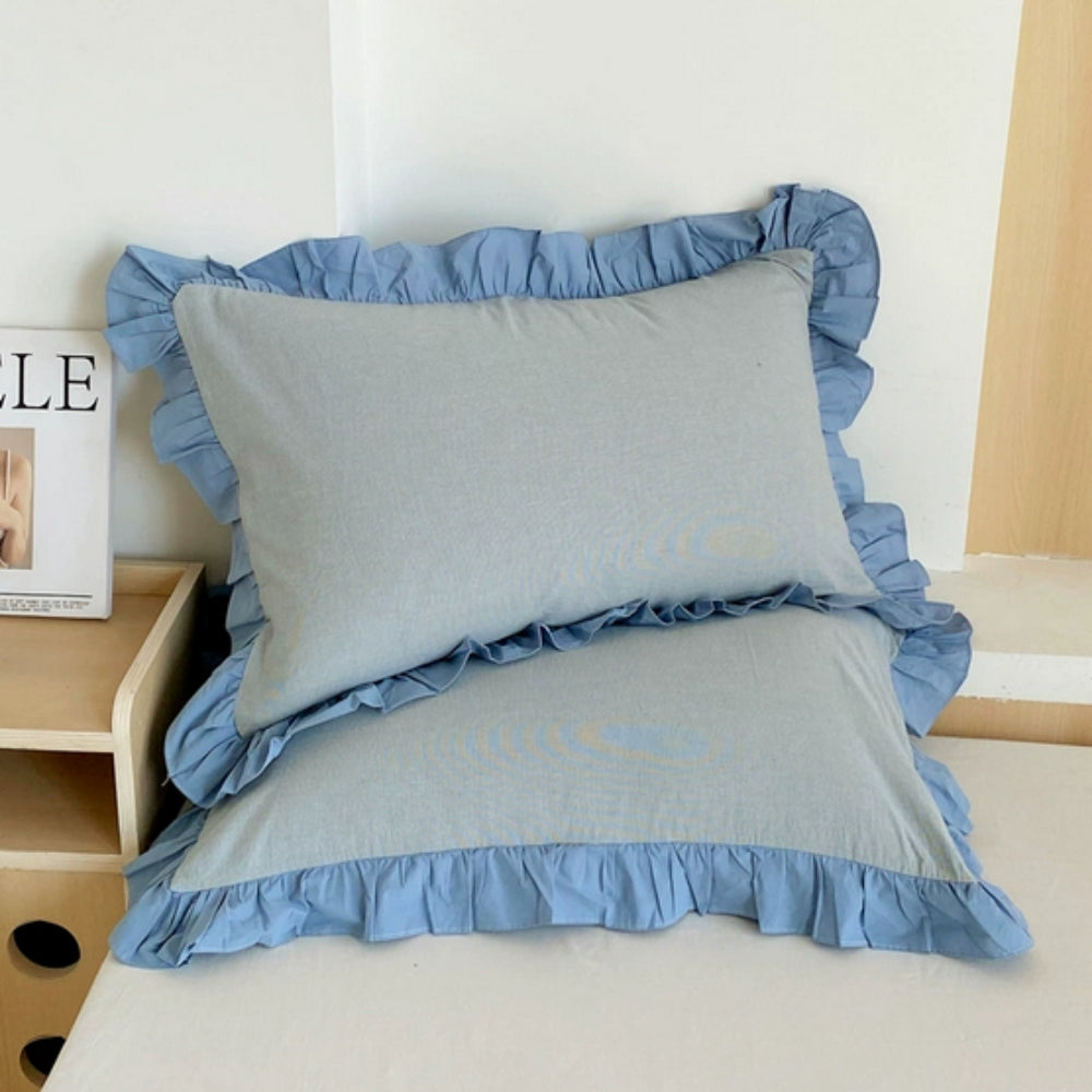 Striped Ruffled Lace Pillowcases in Multiple colours