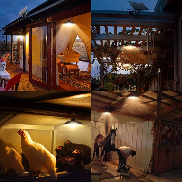 IP65 Waterproof Outdoor Solar LED Pendant Light Indoor Lighting, Specification: Double White Light with Remote Control